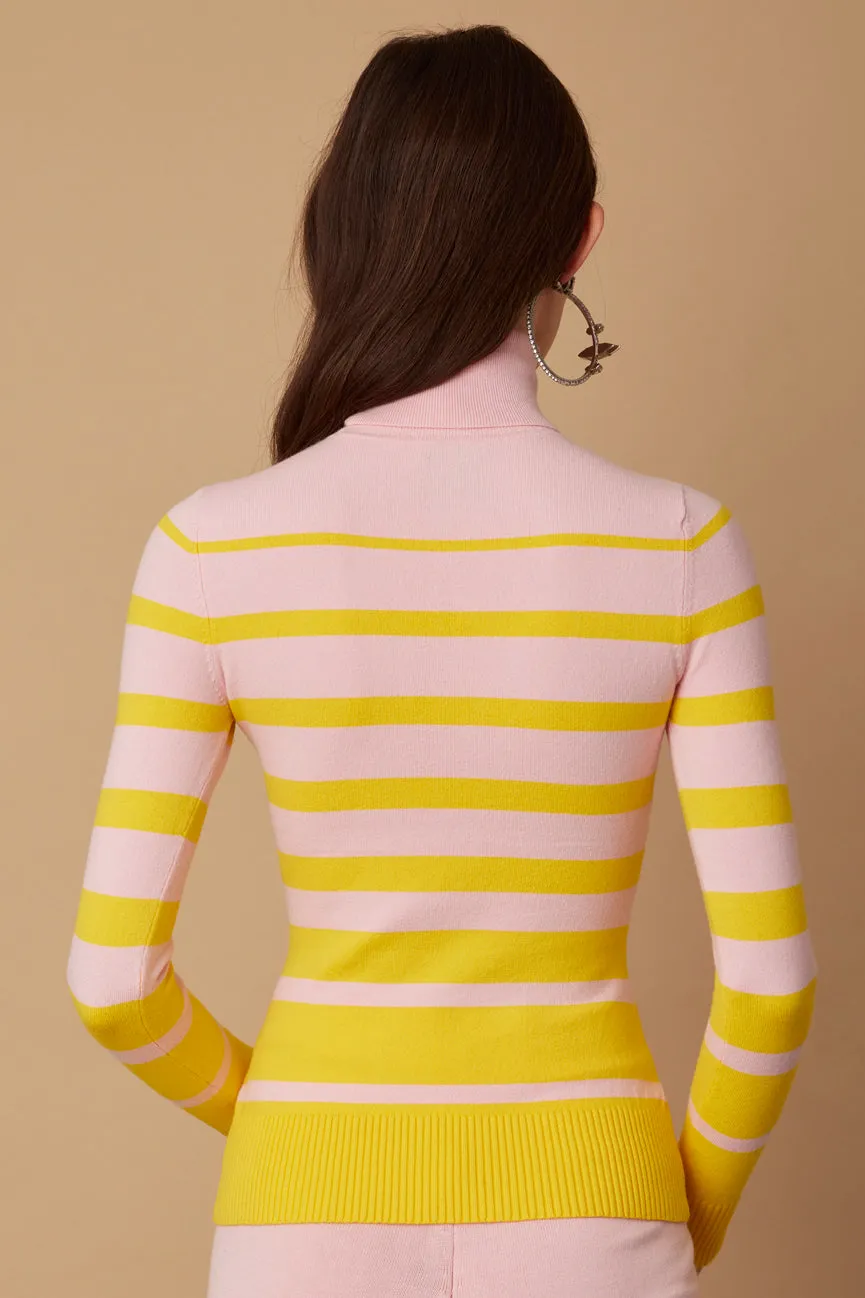 Daffodil/Blush Stripe Peachskin Turtleneck