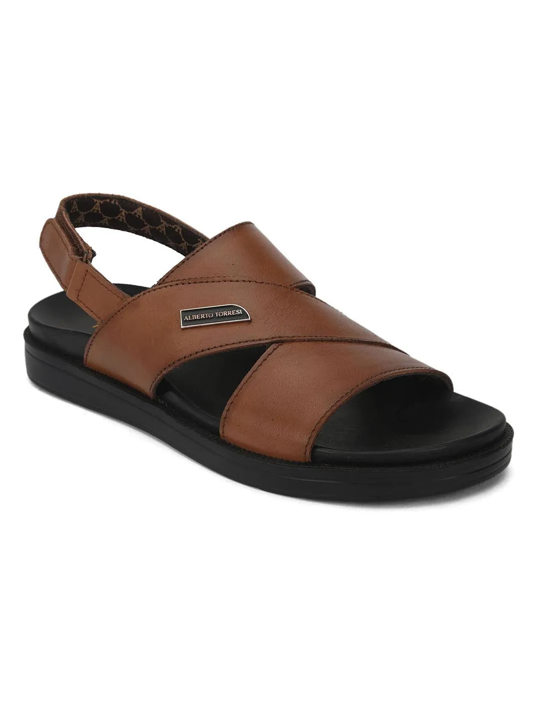 Deriko Brown Genuine Leather Slingback Sandals For Men