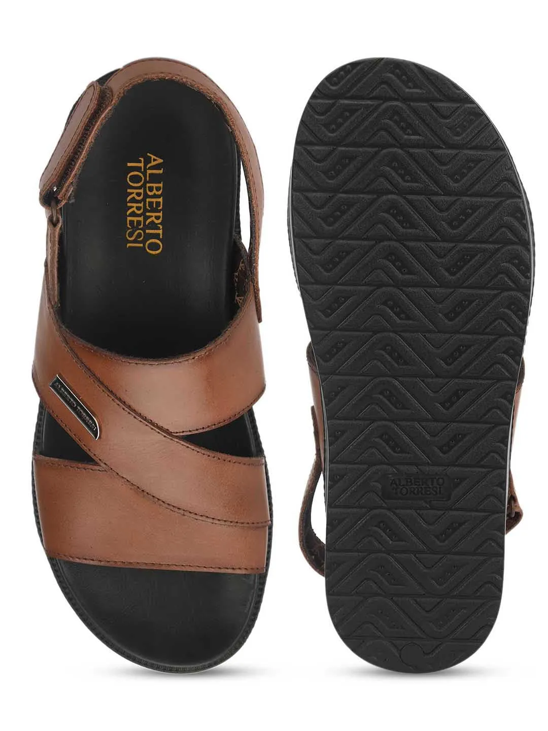 Deriko Brown Genuine Leather Slingback Sandals For Men