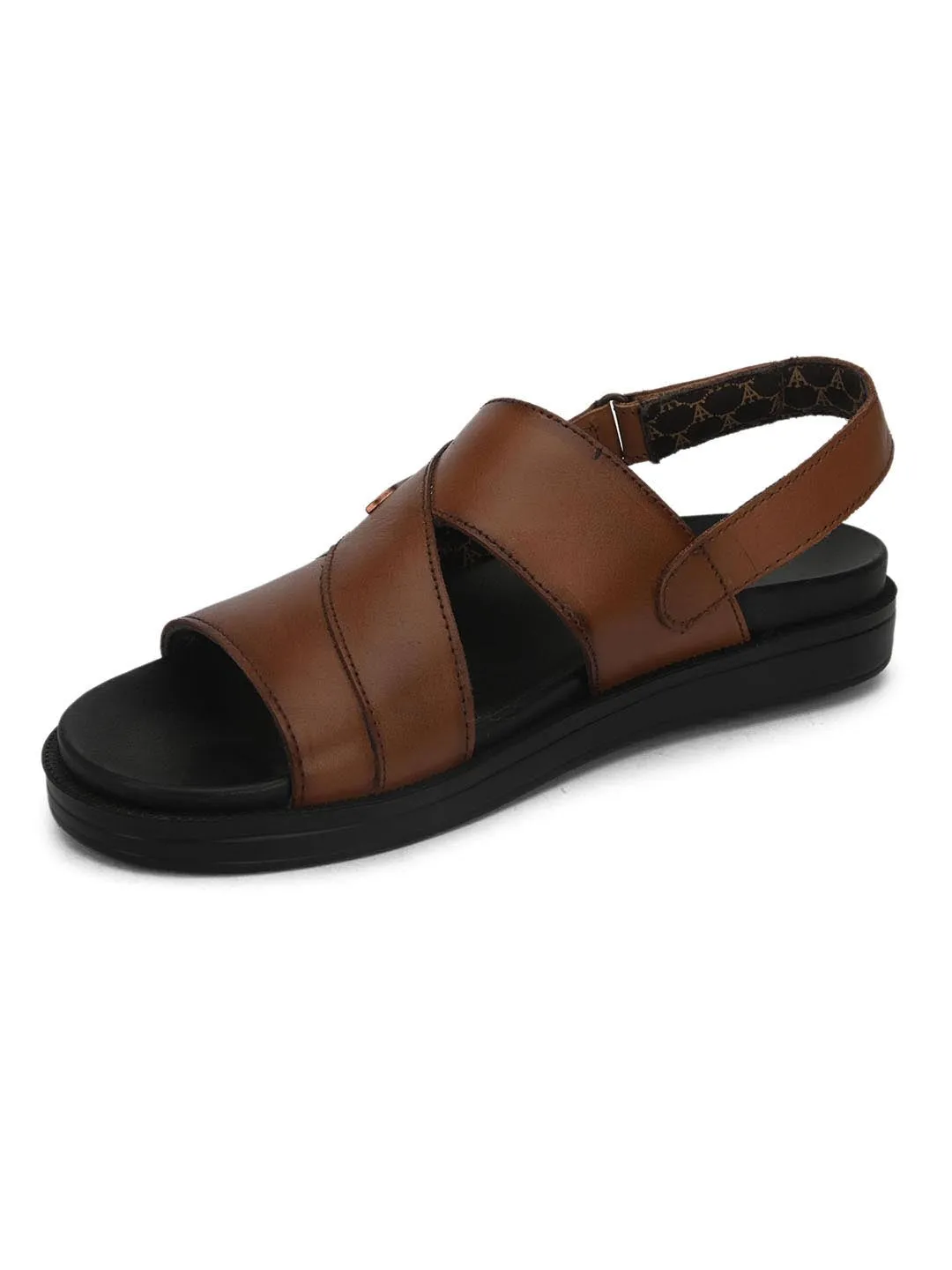 Deriko Brown Genuine Leather Slingback Sandals For Men