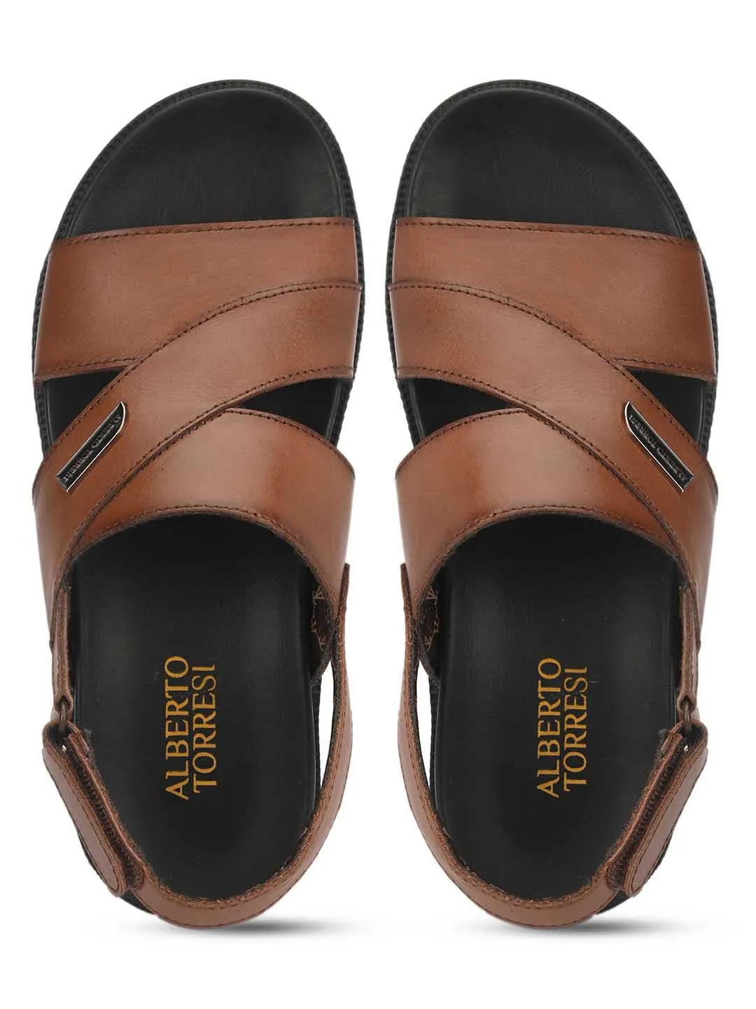 Deriko Brown Genuine Leather Slingback Sandals For Men