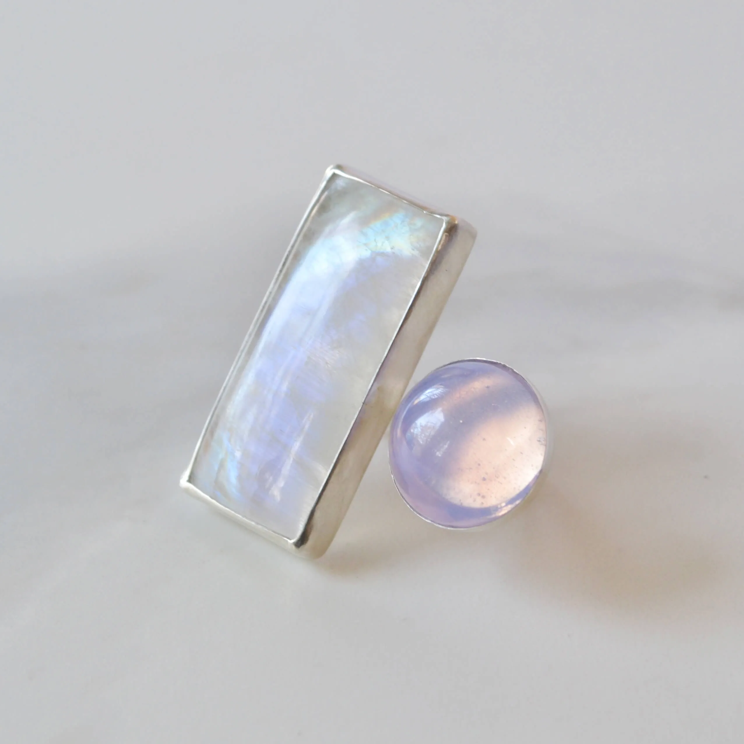 Double Moonstone Statement Two Finger Ring, One of a Kind