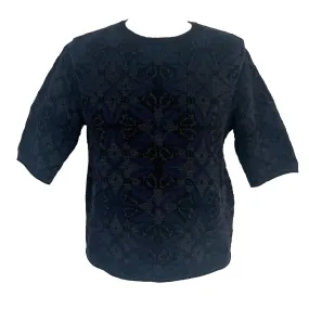 Dries Van Noten Charcoal Jacquard Knit Sweater XS