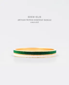 EDEN   ELIE Everyday gold narrow bangle - emerald green