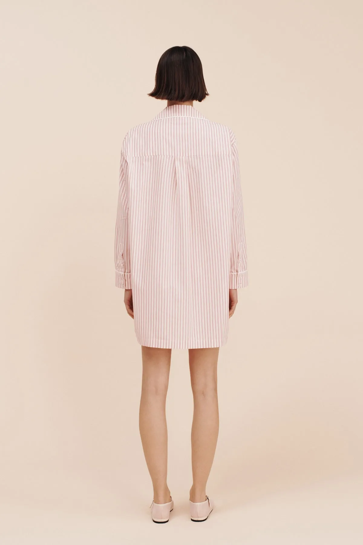 EDIE SHIRT DRESS - STRAWBERRY STRIPE