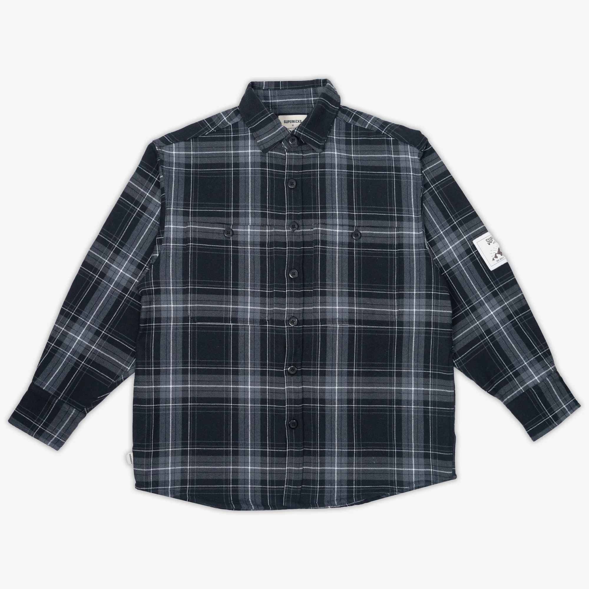 EMBROIDERED FLANNEL SHIRT 'GREY/BLACK'