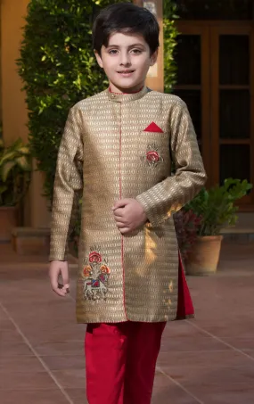 Embroidered Jamawar Sherwani Suit | WC1718 | B534