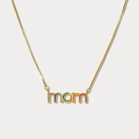 Fancy Diamond Mom Pendent Necklace