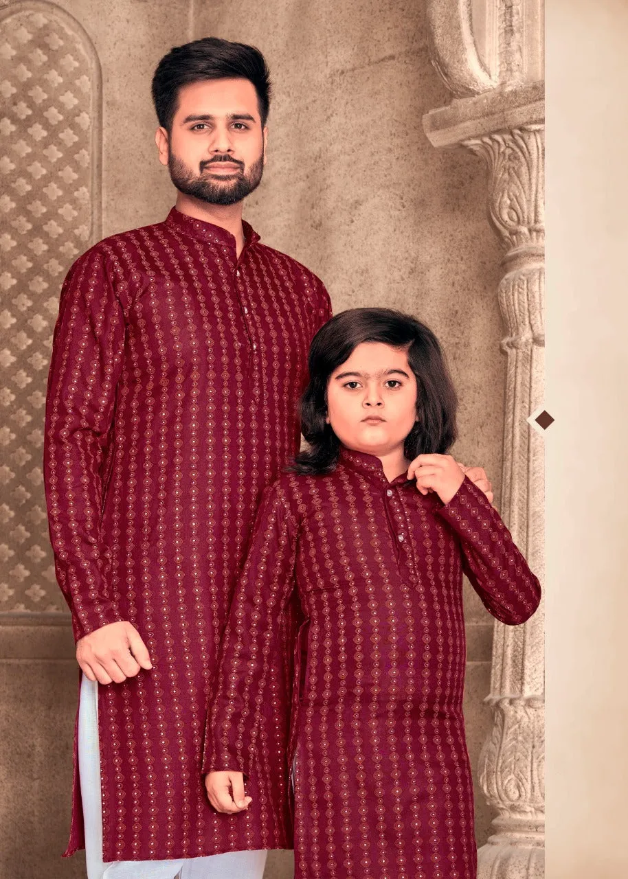 Father and Son Same Matching Kurta Outfit Set Dress