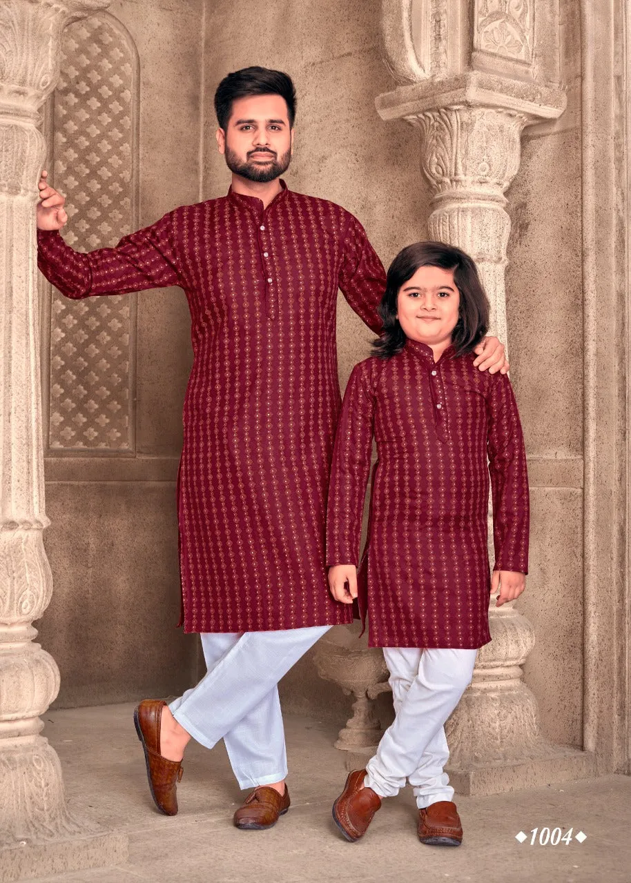 Father and Son Same Matching Kurta Outfit Set Dress