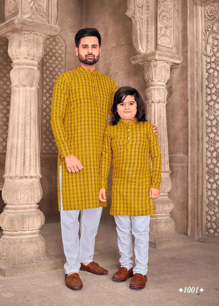 Father and Son Same Matching Kurta Outfit Set Dress