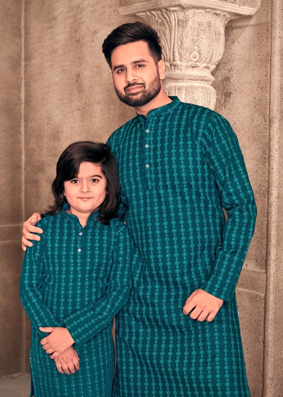 Father and Son Same Matching Kurta Outfit Set Dress