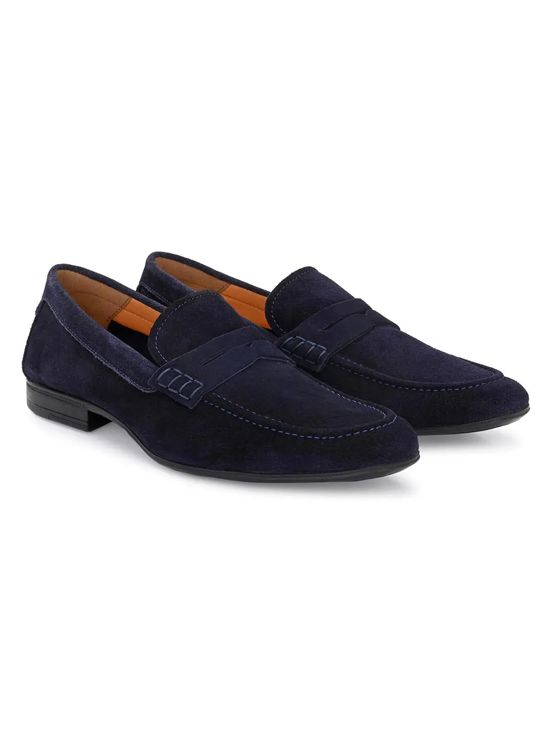 Genuine Navy Suede Leather Formal Shoes