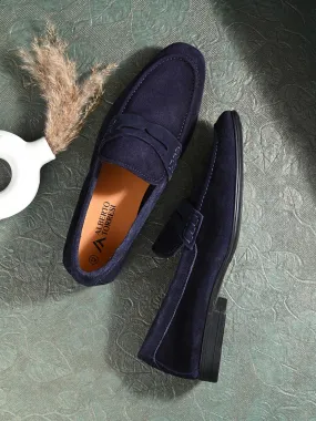 Genuine Navy Suede Leather Formal Shoes