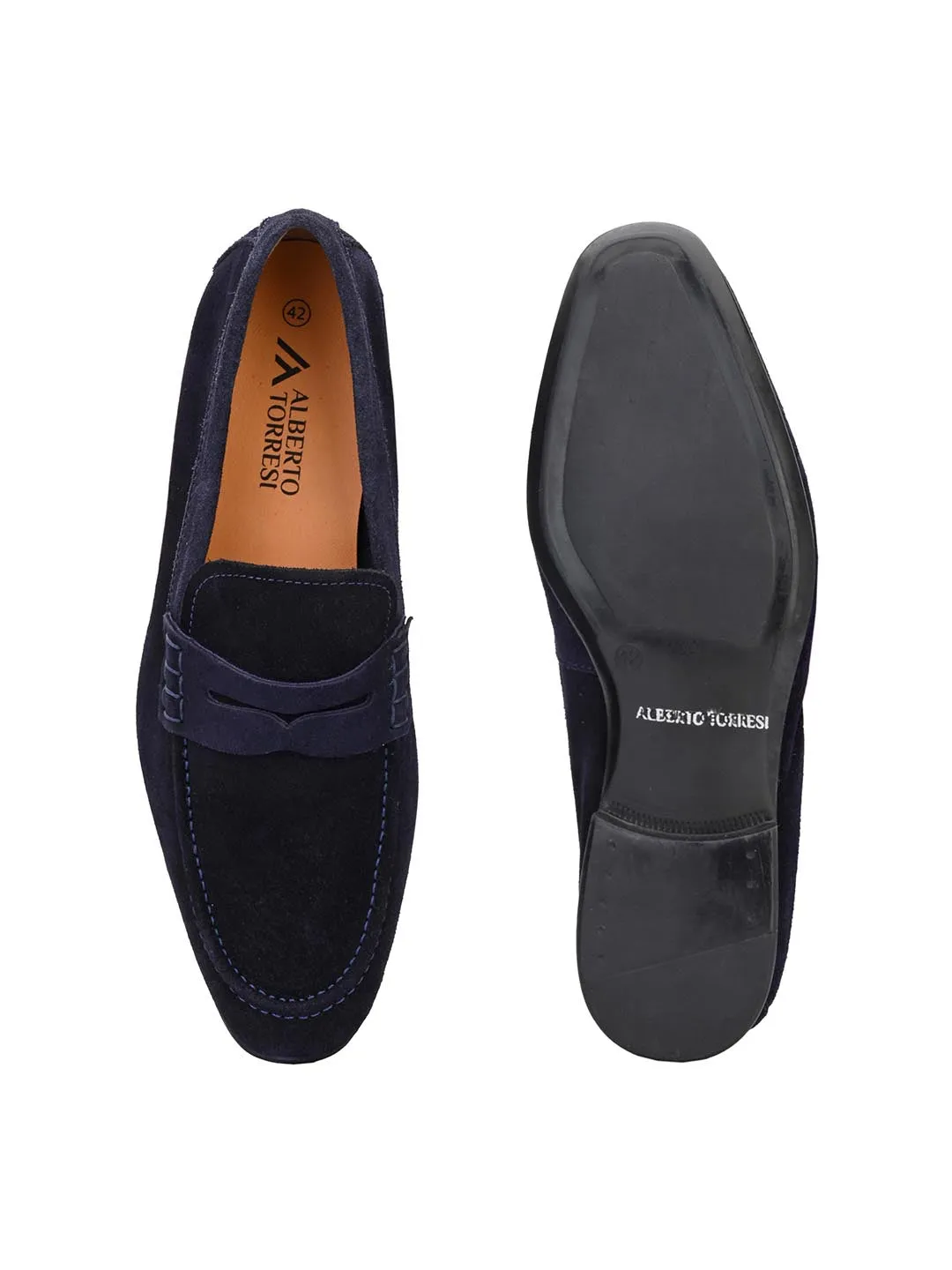 Genuine Navy Suede Leather Formal Shoes