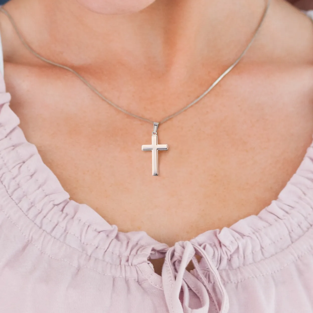 Gift For Daughter, Confirmation or Baptism Proud of Who You Are Stainless Steel Cross Necklace