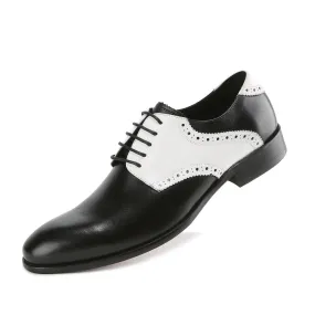 Gino Vitale Men's Handcrafted Genuine Leather Brogue Contrast Dress Shoe