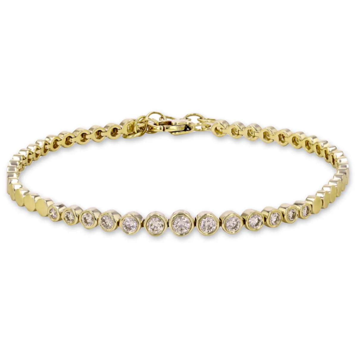 Graduated Bezel Diamond Solid Bracelet