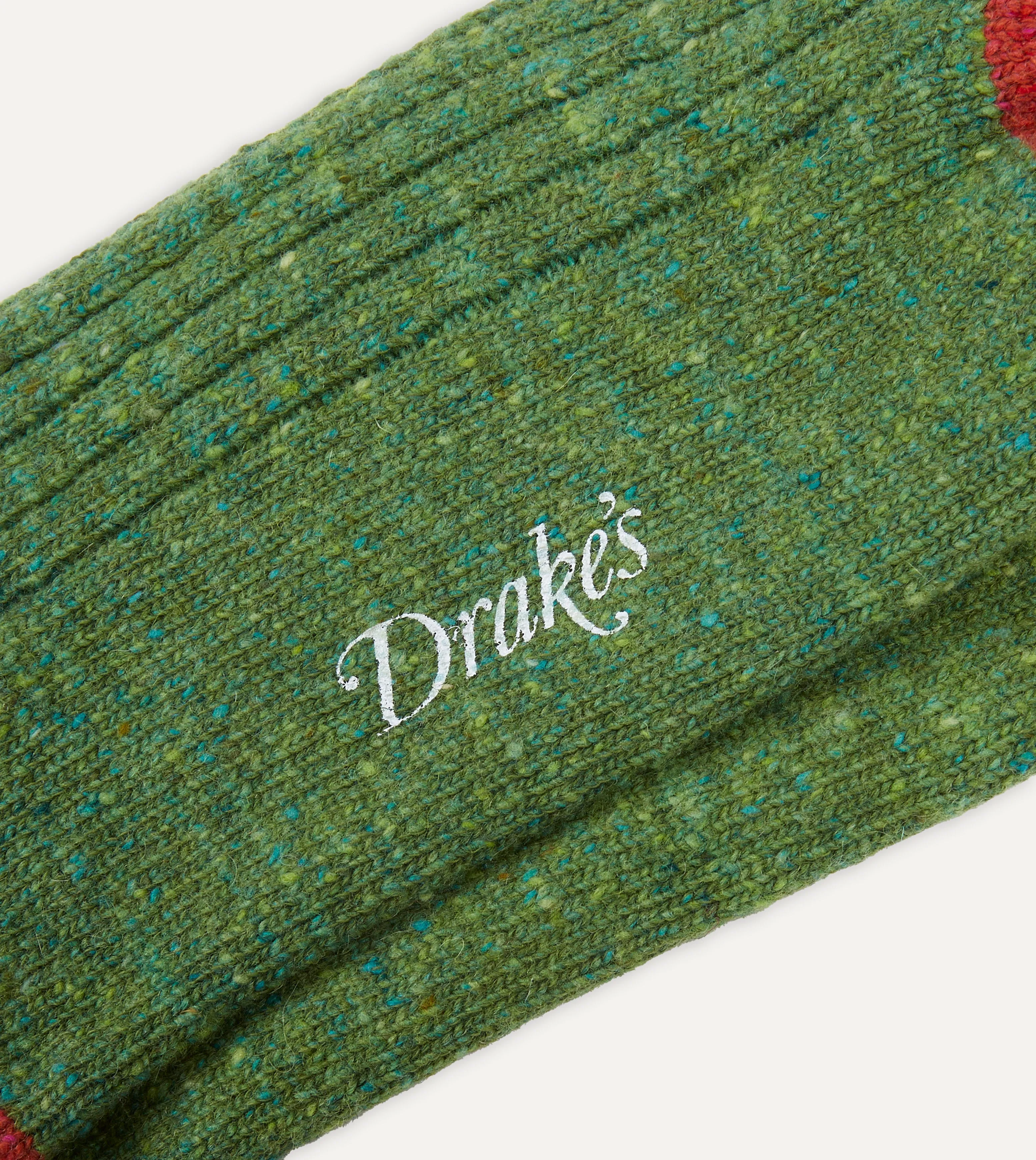 Green Striped Donegal Wool Socks