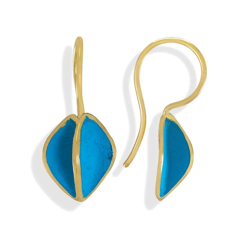 Handmade Gold Plated Silver Turquoise Earrings