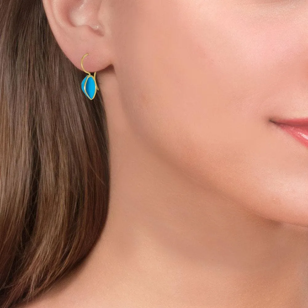 Handmade Gold Plated Silver Turquoise Earrings