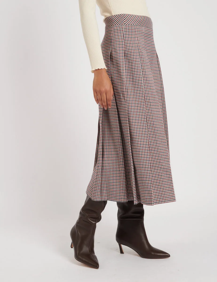 Heritage Check Pleated Tailored Midi Skirt