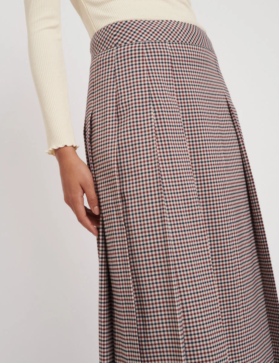 Heritage Check Pleated Tailored Midi Skirt