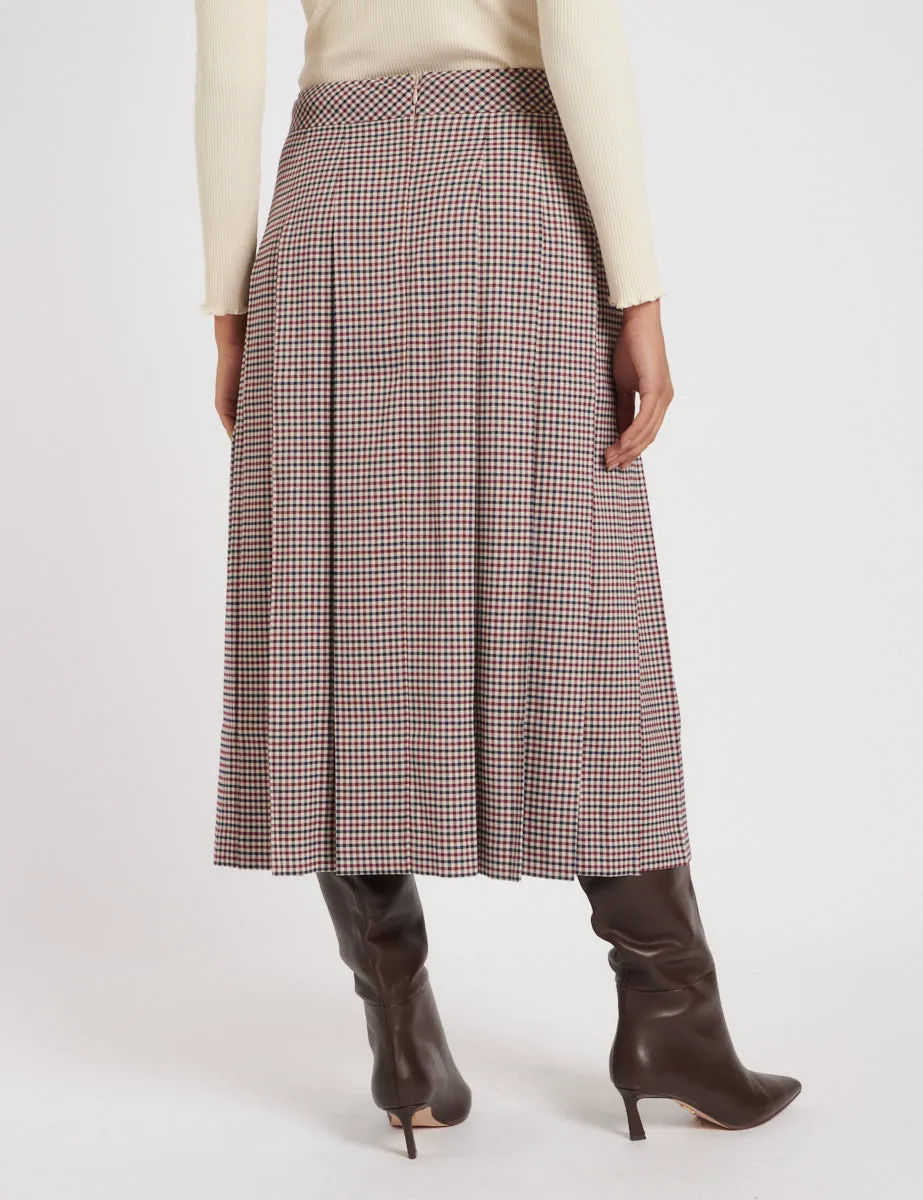 Heritage Check Pleated Tailored Midi Skirt