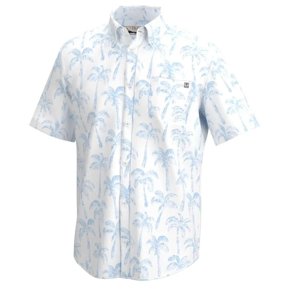 'Huk' Men's Kona Palm Wash Button Down - White