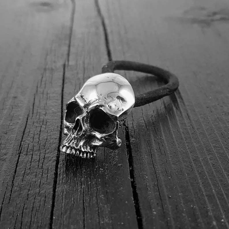 Human Skull Hair Tie Pony Tail Holder Solid Cast Stainless Steel