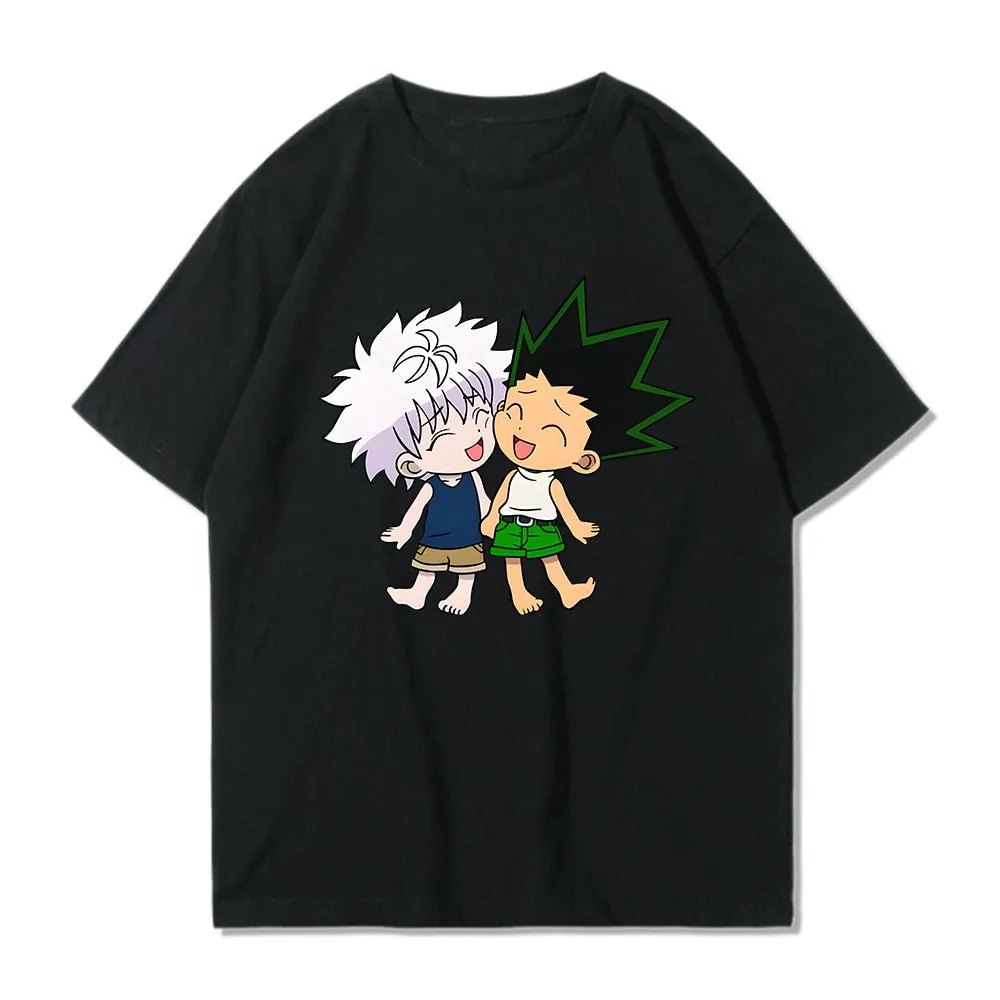 Hunter X Hunter Killua and Gon Friend Anime T-Shirts 100% Cotton High Quality