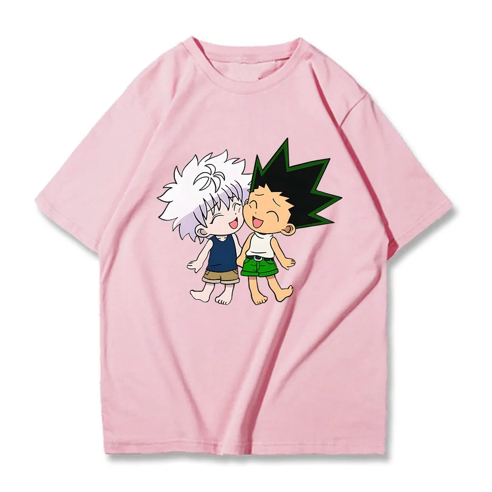 Hunter X Hunter Killua and Gon Friend Anime T-Shirts 100% Cotton High Quality