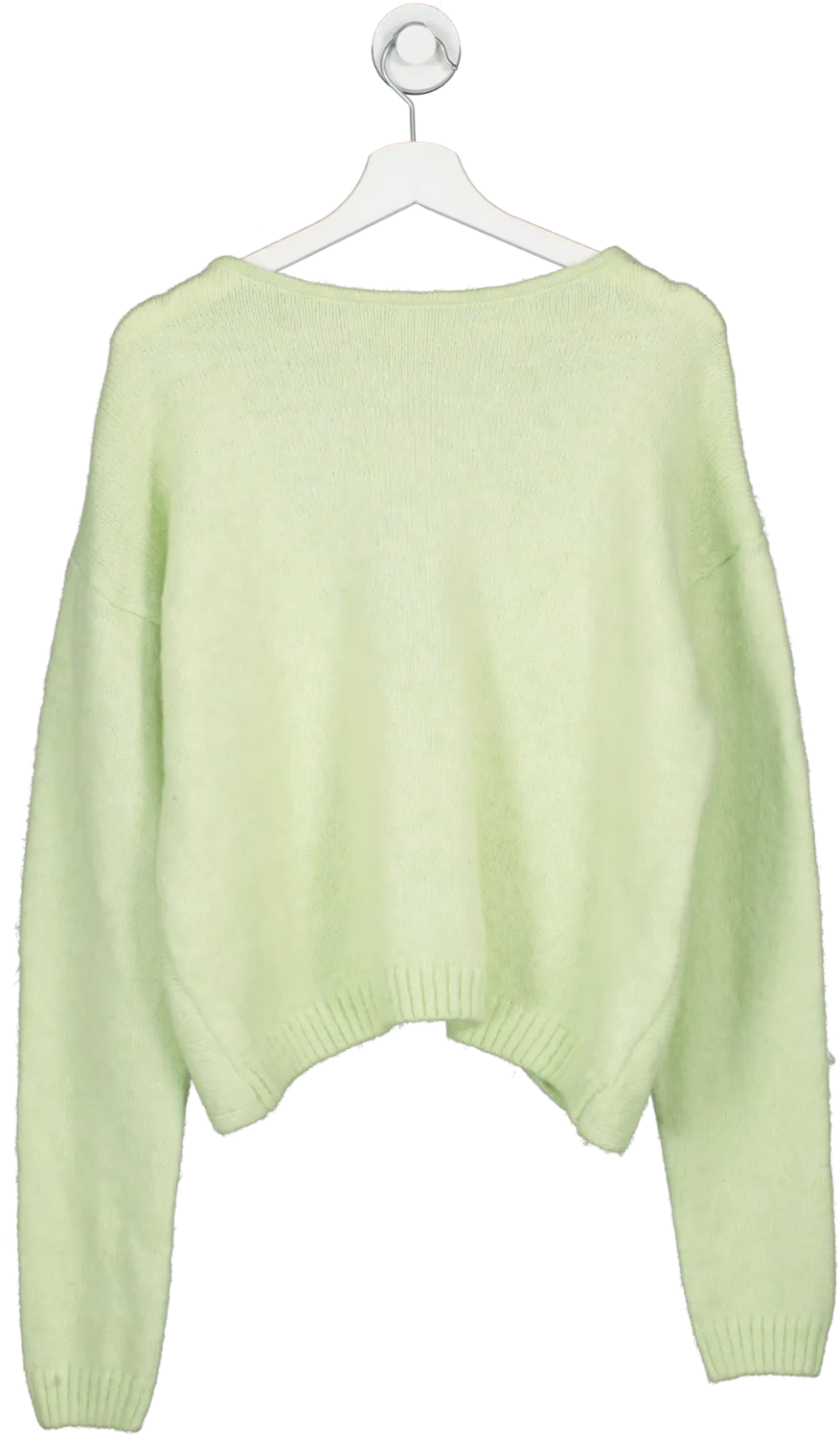 Karen Millen Green Wool Blend Cable V Back Knit Jumper UK S