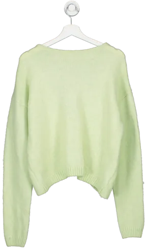 Karen Millen Green Wool Blend Cable V Back Knit Jumper UK S