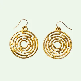 Labyrinth Medium Gold Earrings