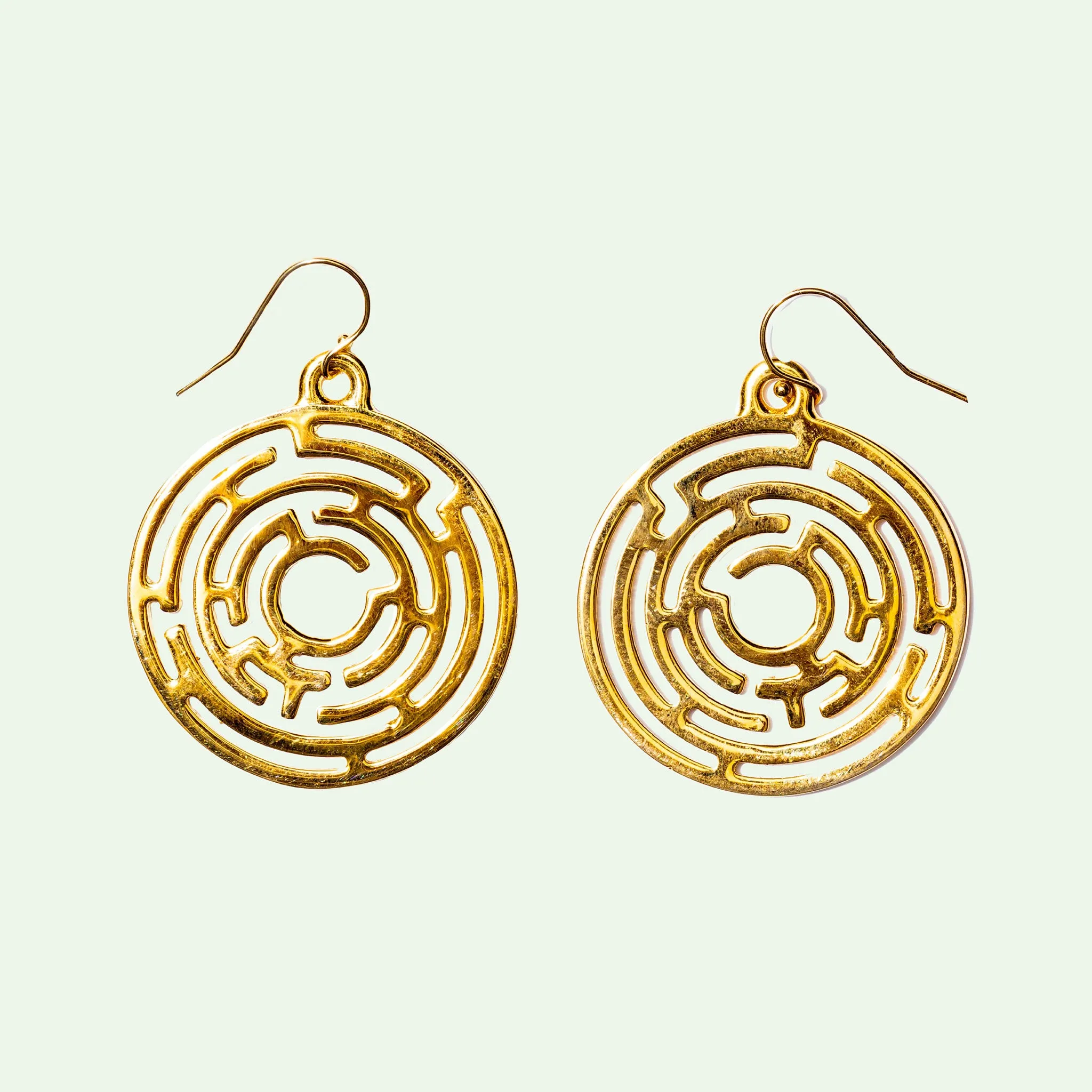 Labyrinth Medium Gold Earrings