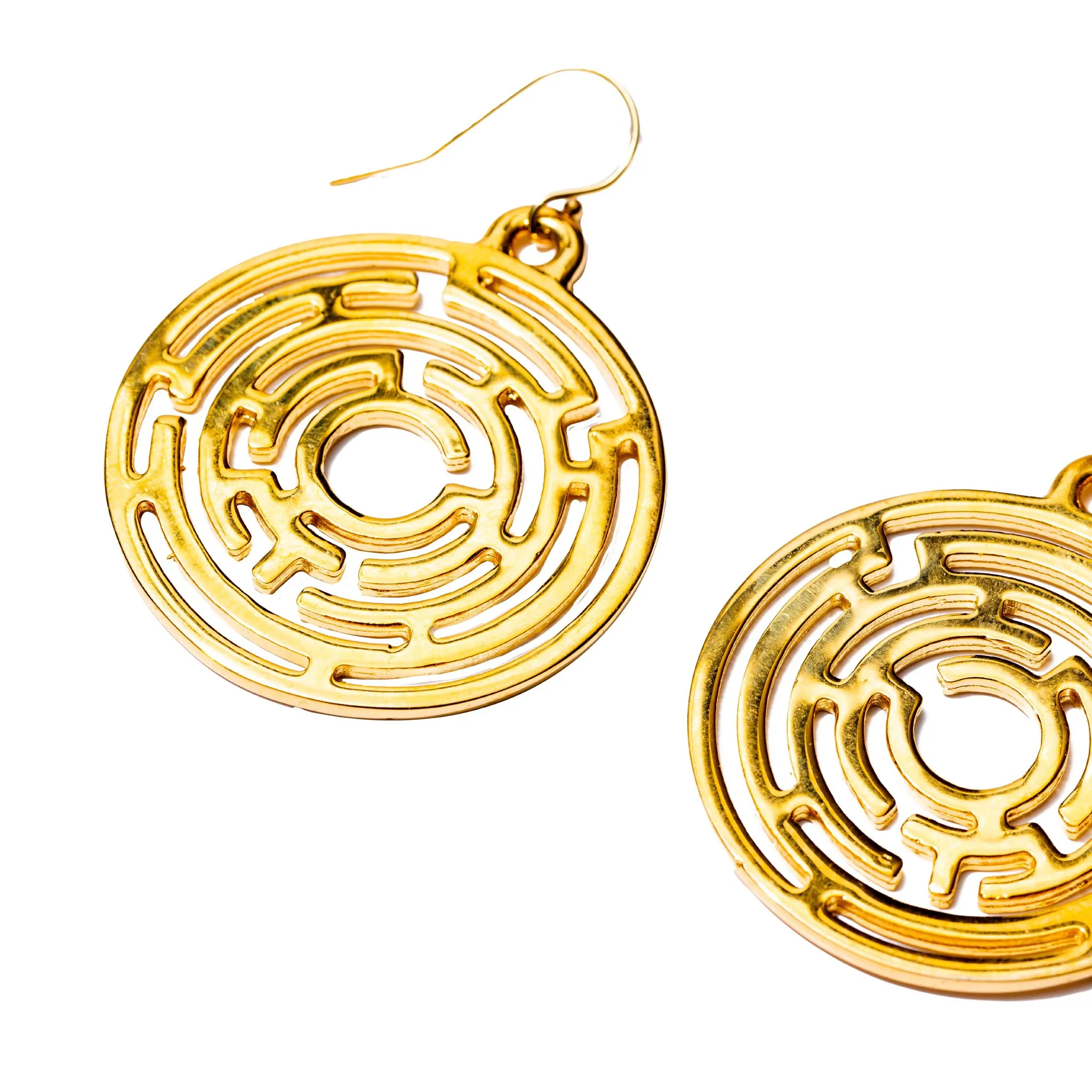 Labyrinth Medium Gold Earrings