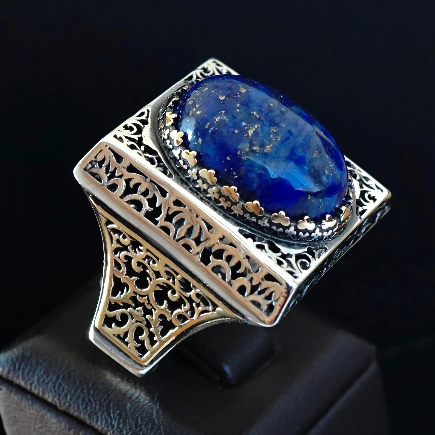 Lapis Lazuli Ring 925 Sterling Silver natural Gemstone Handcrafted Artisan Jewelry