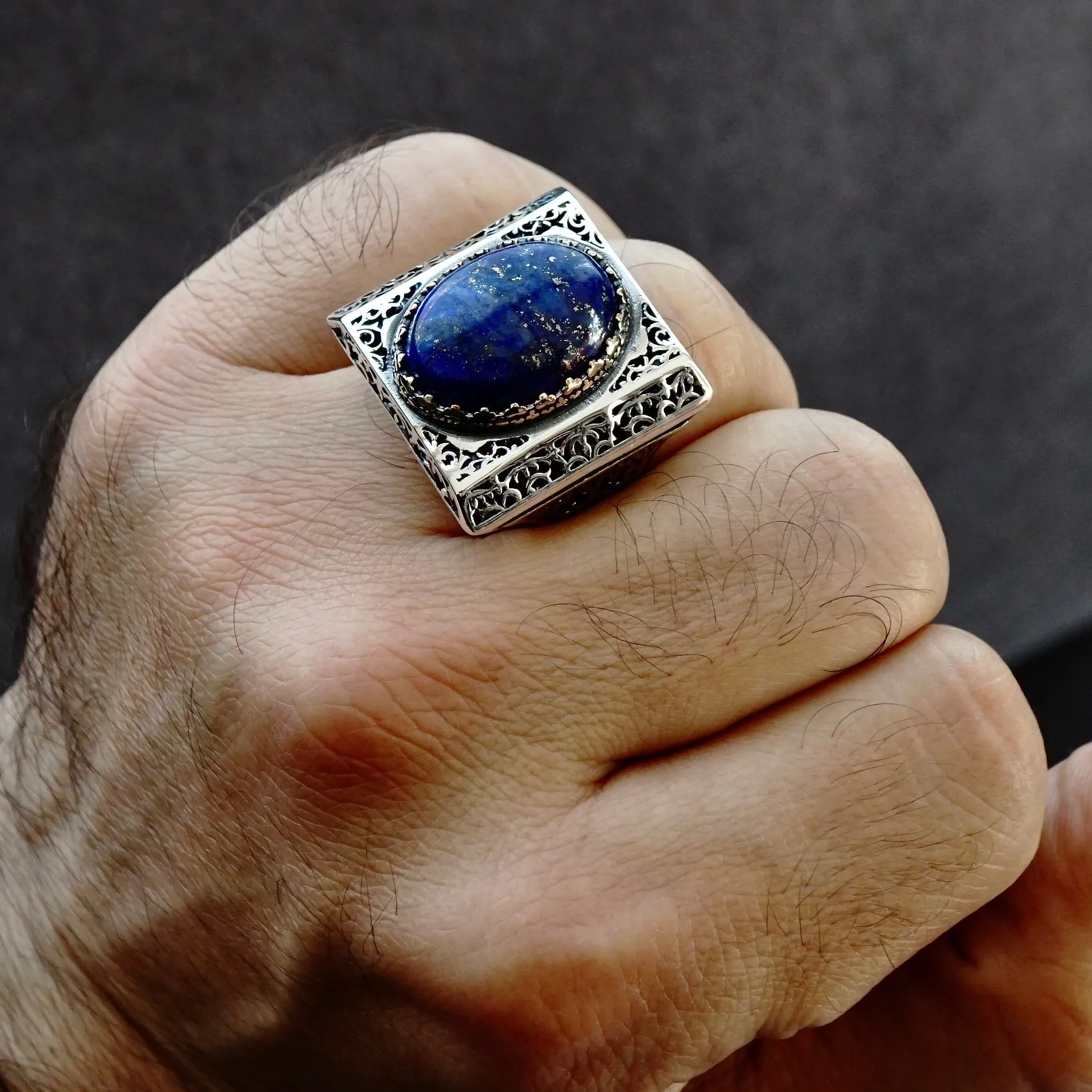 Lapis Lazuli Ring 925 Sterling Silver natural Gemstone Handcrafted Artisan Jewelry