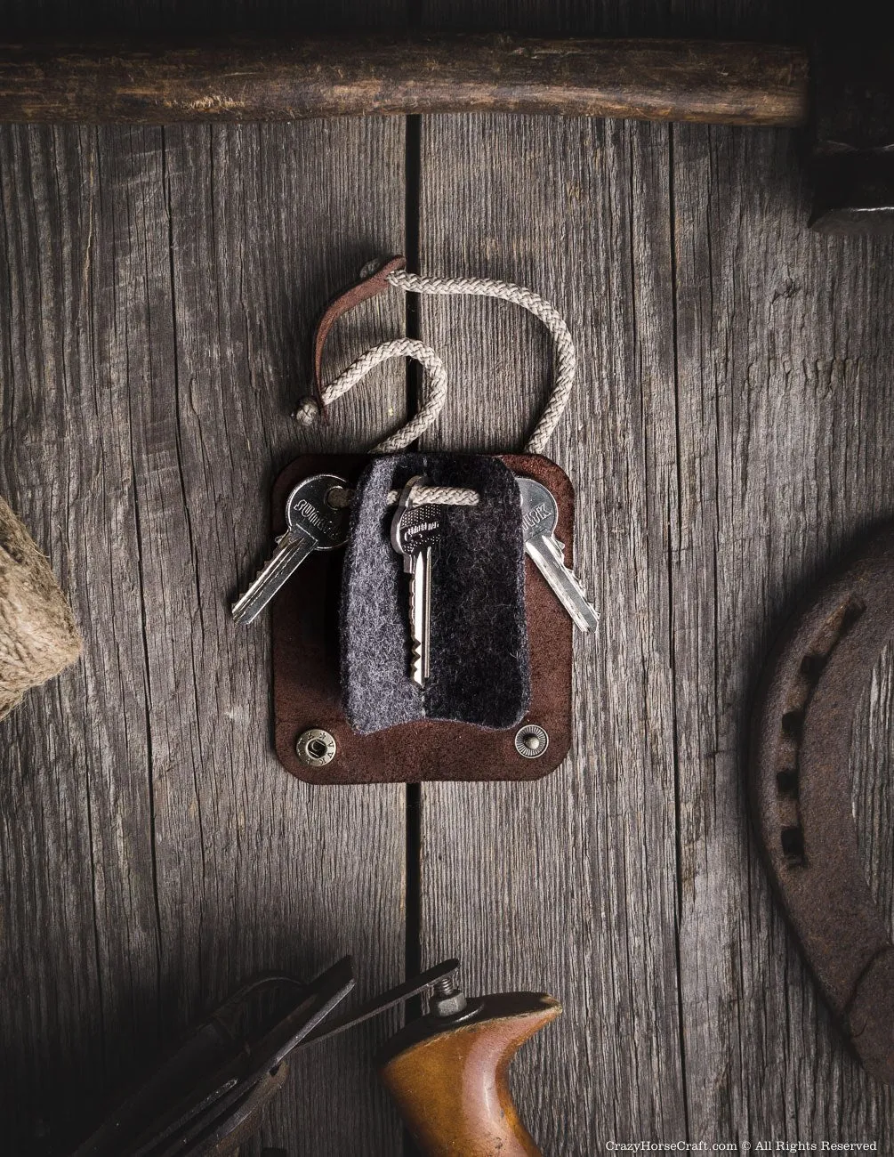 Leather Key Organiser & Holder | Wood Brown