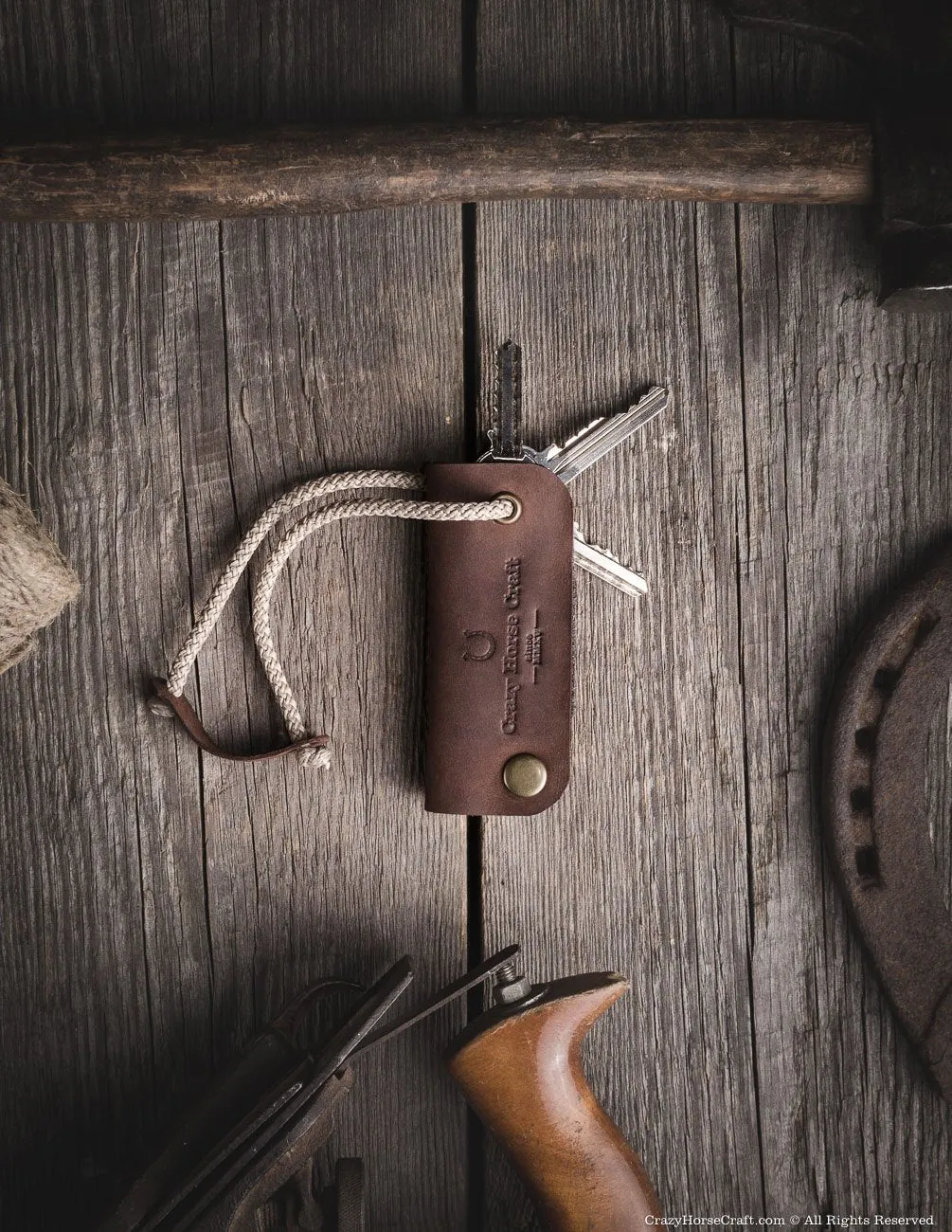 Leather Key Organiser & Holder | Wood Brown