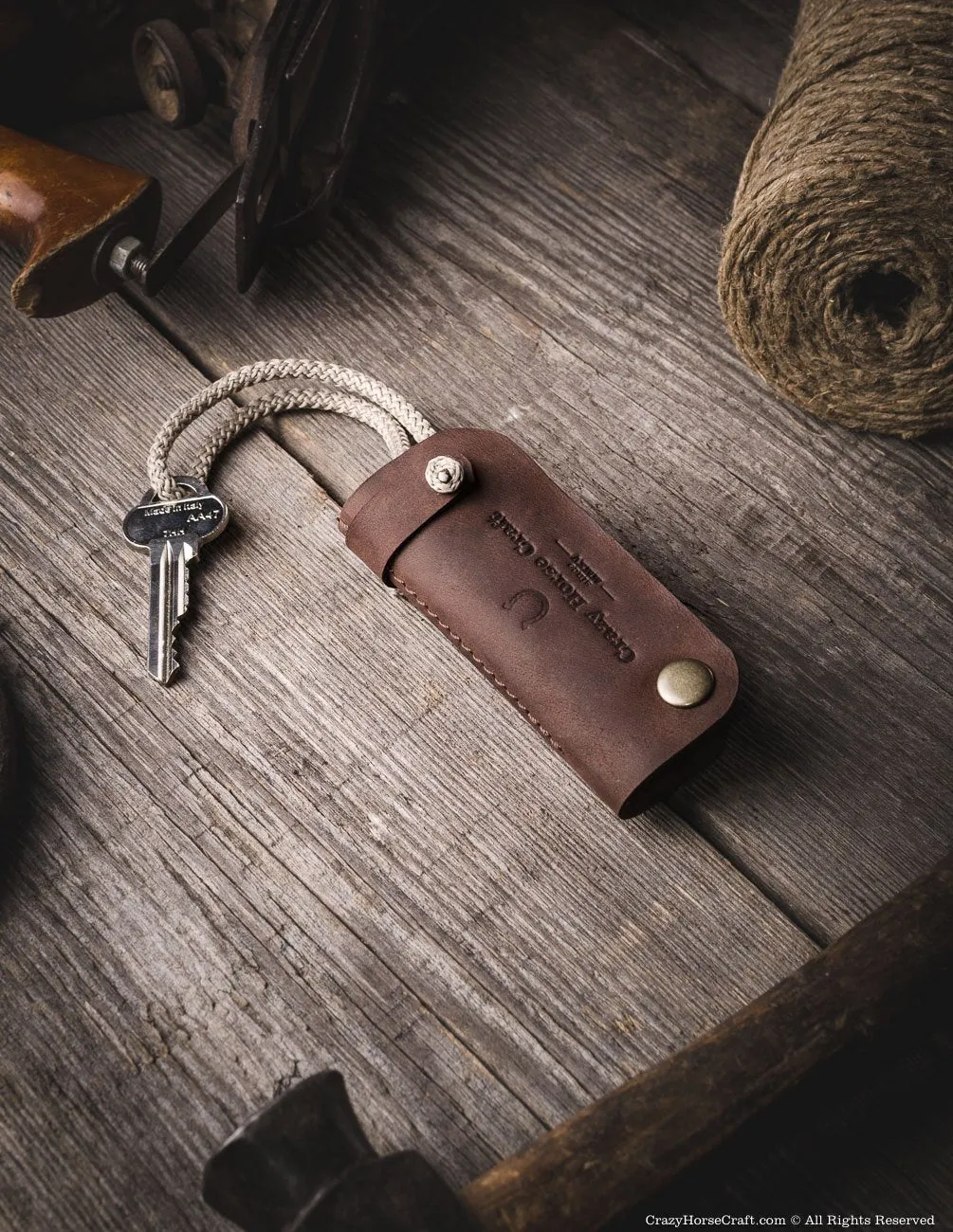 Leather Key Organiser & Holder | Wood Brown