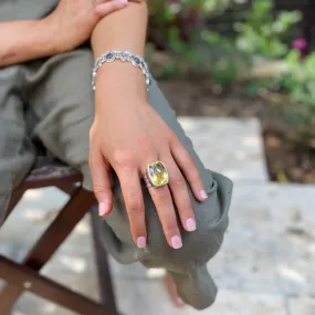 Lemon Quartz Rose Cut Ring - Lila