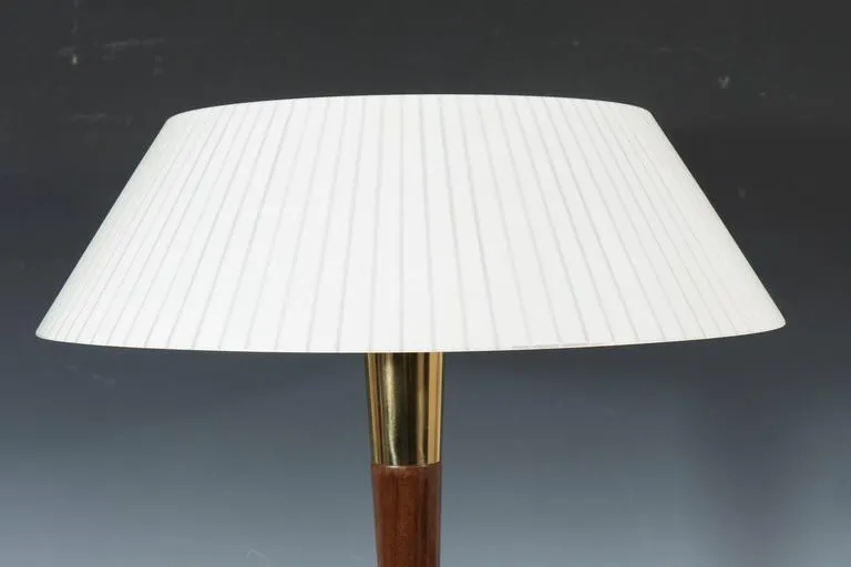 Lightolier Italian Lamp with Tapered Stem in Brass and Wood