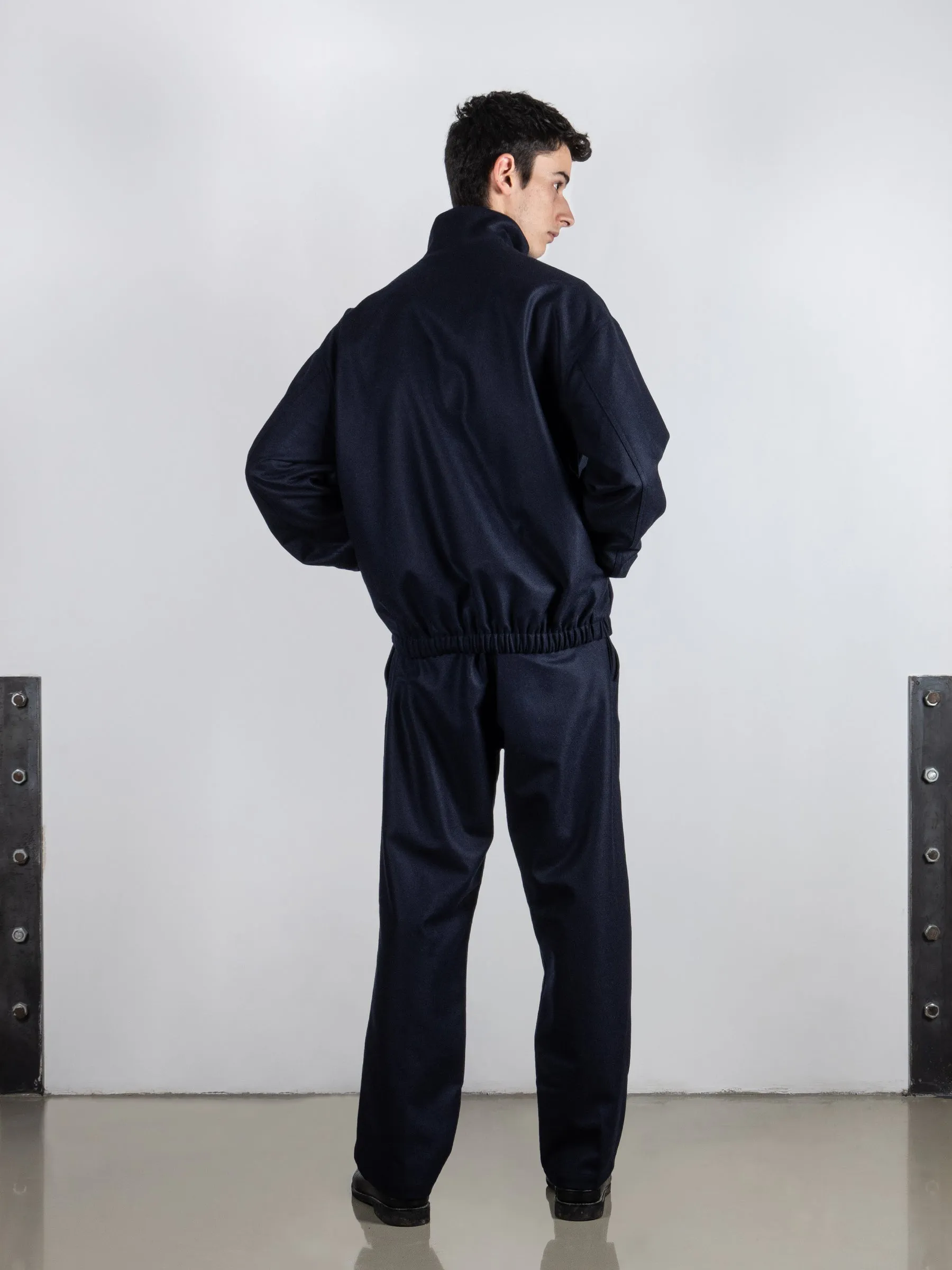 Luxurious Virgin Wool Track Jacket | Midnight Blue