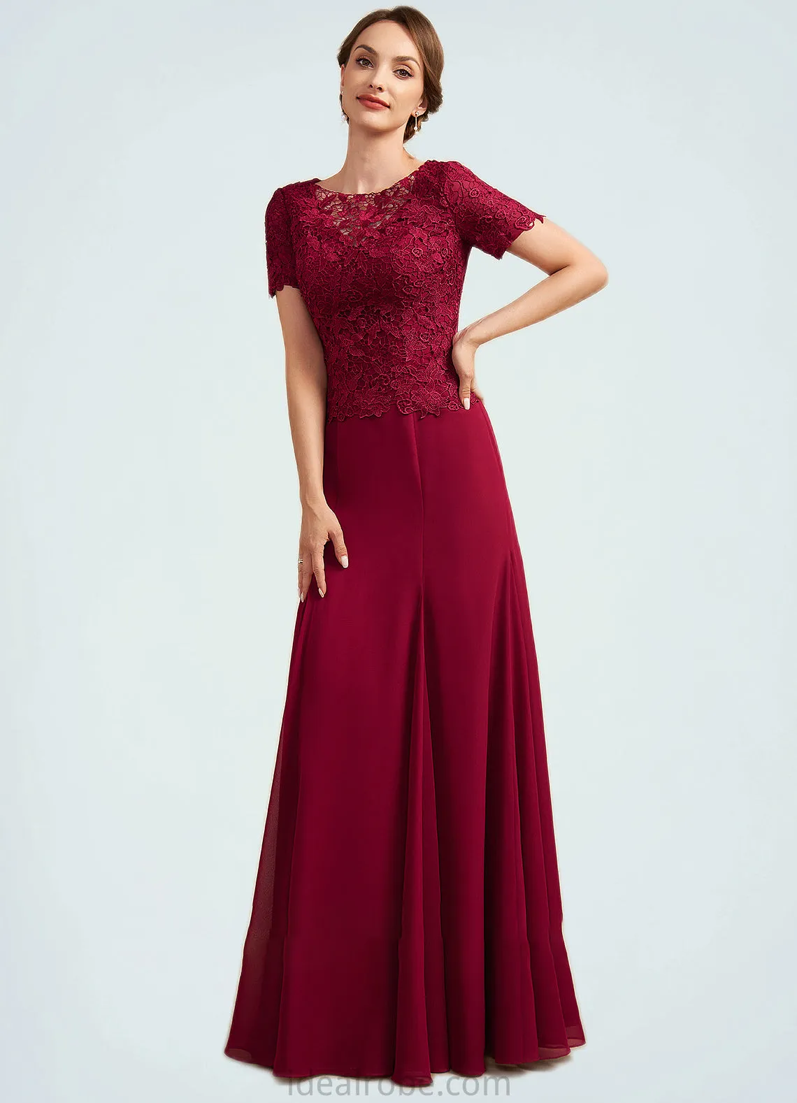 Mckayla Trumpet/Mermaid Scoop Neck Floor-Length Chiffon Lace Mother of the Bride Dress STK126P0014979