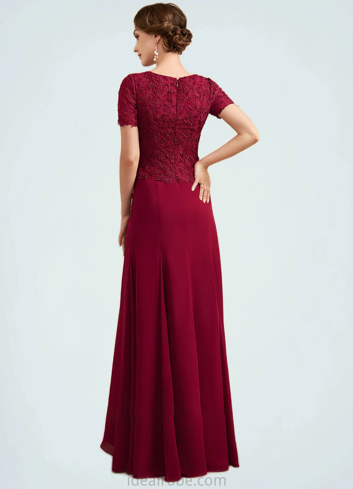 Mckayla Trumpet/Mermaid Scoop Neck Floor-Length Chiffon Lace Mother of the Bride Dress STK126P0014979