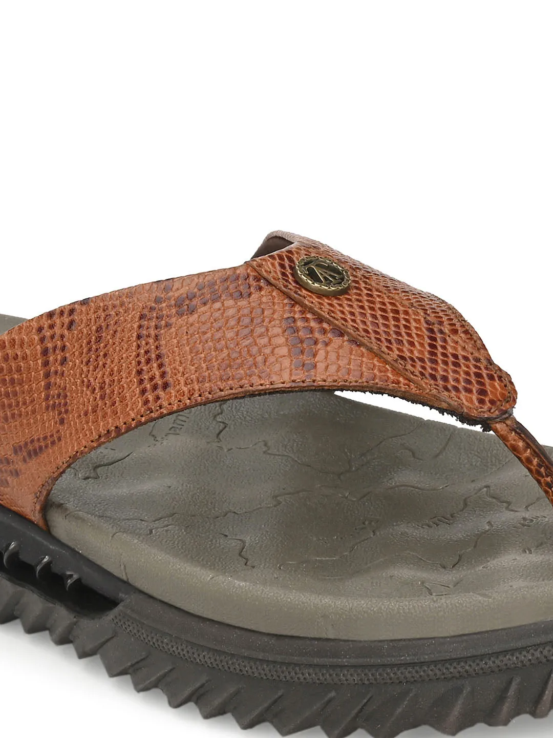 Mid Brown Stylish Leather Slippers For Men