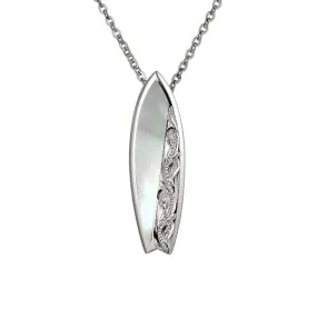 Mother of Pearl Engraved Surfboard Pendant