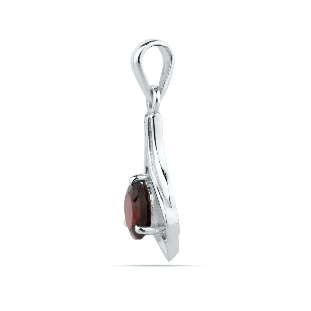 Natural Red Garnet - Round Pendant - 7 MM Round Garnet - 925 Sterling Silver